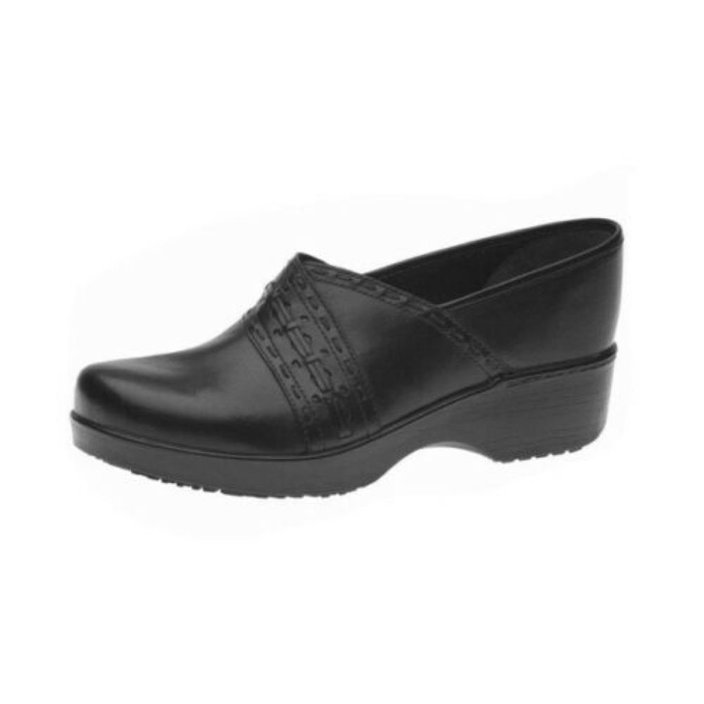 ABEO bio system black leather Femi clogs